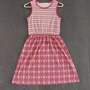 Max Studio Red and Cream Sleeveless A-Line Sundress